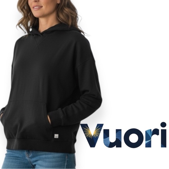 Vuori Tops - Vuori Black Heather Halo Modern Pullover Hoodie Women’s Size Large